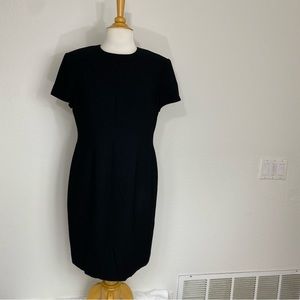 Preview Collection Black Short Sleeve Shift Dress Career Size 12P Classic Preppy